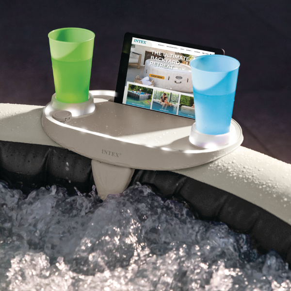 INTEX Tavă iluminată cu LED 45x26x16 cm pentru piscine-SPA, cu suport pentru tabletă și 2 suporturi pentru pahare